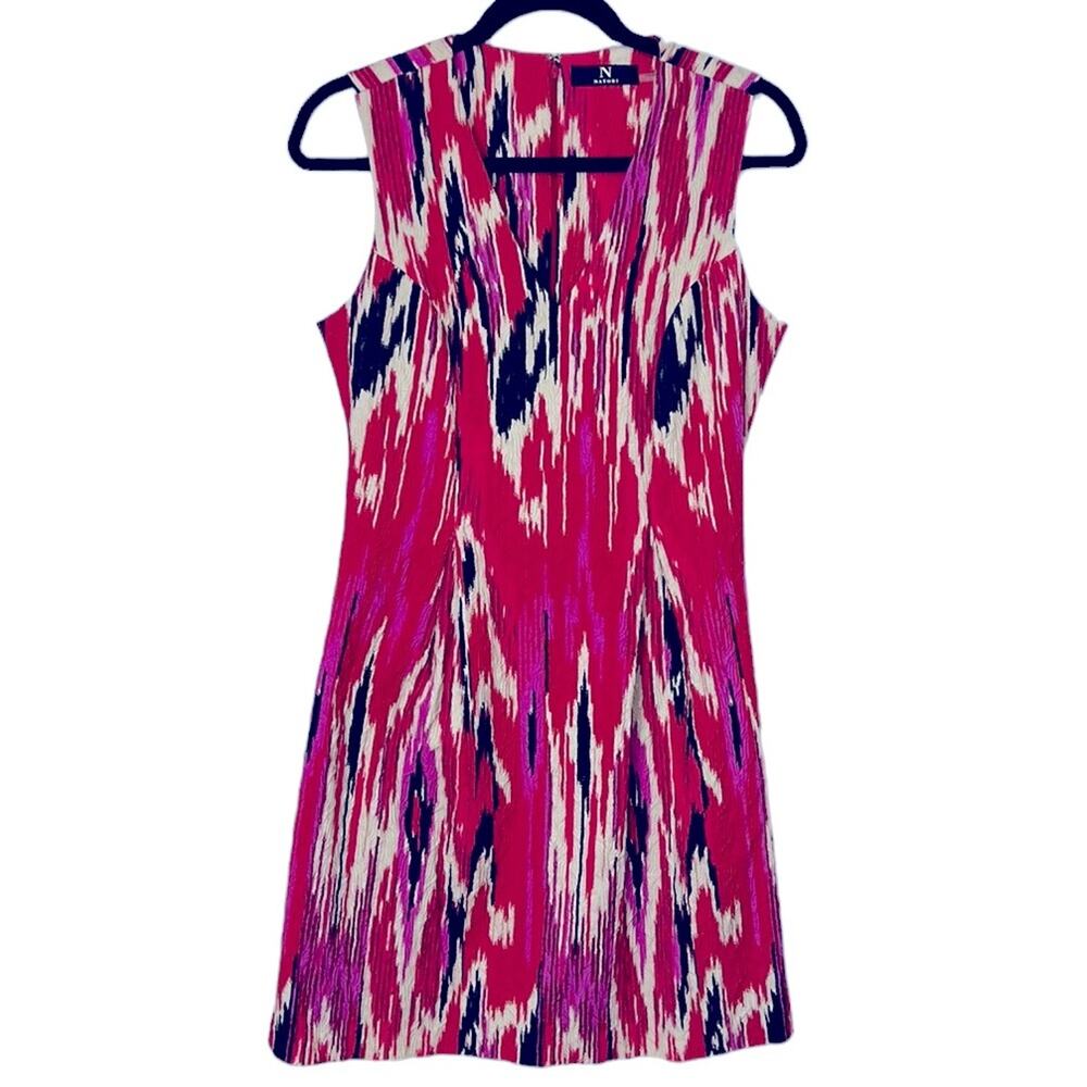 Natori Womens Red Jacquard Textured Lined Printed Fit + Flare Dress size 6